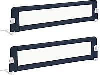 Vista 14 de BABY JOY Rieles de cama para niños pequeños, extra largos, protector de cama de seguridad abatible para cuna convertible, barandilla plegable
