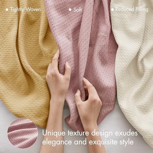 Image of Madison Park 100% Egyptian Cotton Twin Size Bed Blanket for Summer Rose | Cozy Soft Breathable Durable, Waffle Weave Woven Casual, Lightweight Knit All Season Throw for Bed Couch or Sofa, OEKO TEX