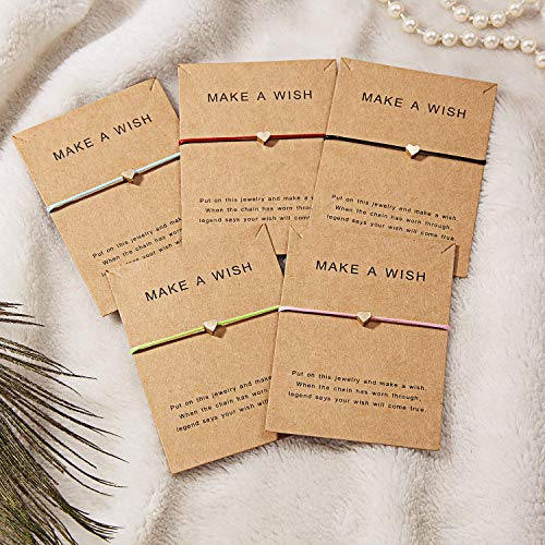Simple Adjustable Braided Heart Shaped Bracelet With Wish Cards Star Wrap Wristband Bangle For Women Girls Friendship Jewelry 5Pcs/Pack-Heart #TOP1