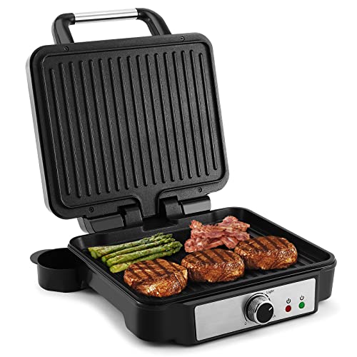 YASHE grill kontaktowy, 4 kromki Panini Grill z powłoką zapobiegającą przywieraniu, 1800 W toster, kanapka...