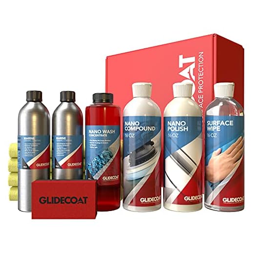 Glidecoat Marine Ceramic Coating Top Kit (500ml) 40ft - Boat Ceramic Coating Kit with Nano Ceramic Coating & Hydrophobic Coating - Complete Detailing Supplies w/Marine Ceramic Coating, Nano Polish