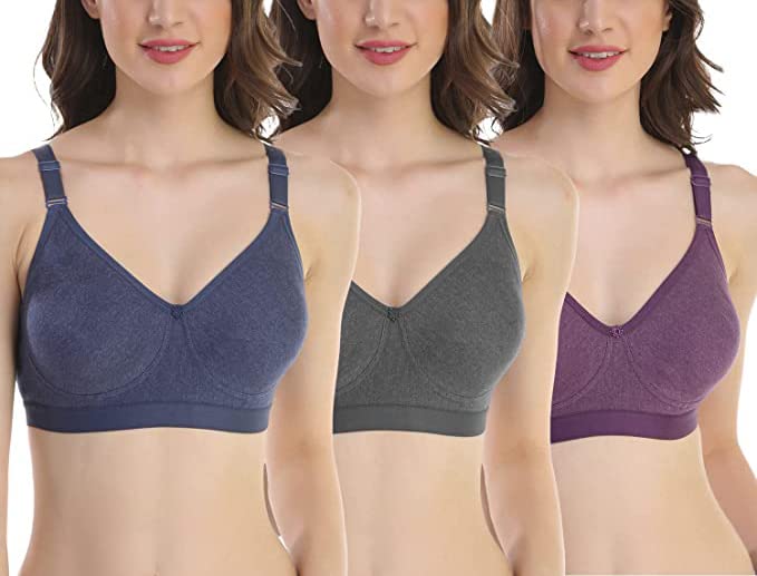 skdreams Multicolor Cotton Blend Seamless Non Padded Non-Wired Full Coverage Pack of 3 Women T-Shirt Bra Combo-picture-28