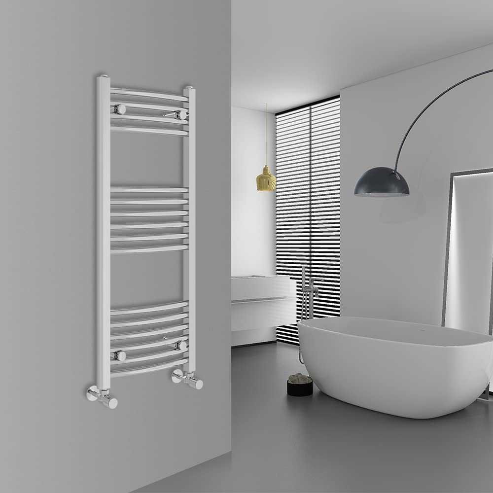 Warmehaus Modern Bathroom Heated Towel Rail Ladder Radiator 1000x400mm Curved for Bathroom Kitchen Chrome
