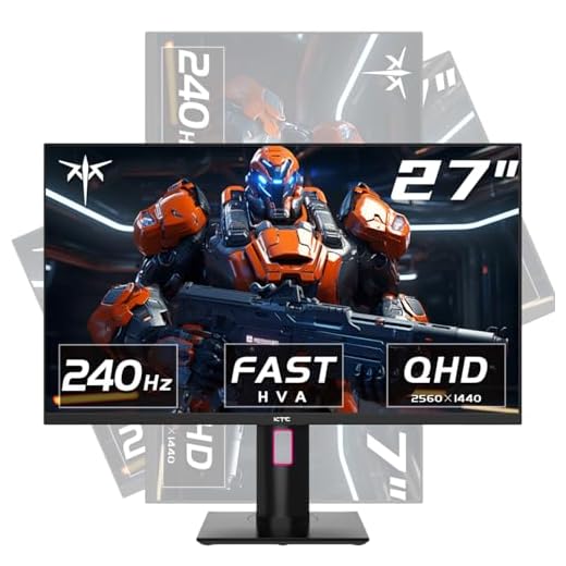 KTC 27 Inch 240Hz Gaming Monitor, QHD 2560x1440 Monitor, Fast HVA, HDR400, G-Sync/FreeSync Compatible, USB/Type C/DisplayPort/HDMI, VESA Mountable, Pivot Height Tilt Adjustable, H27E22