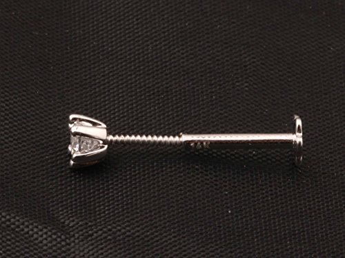 Demira Jewels Long 8 Mm Screw Post 0.10 Ct Real Diamond 14K Gold Nose Lip Labret Monroe Ring Stud #TOP7