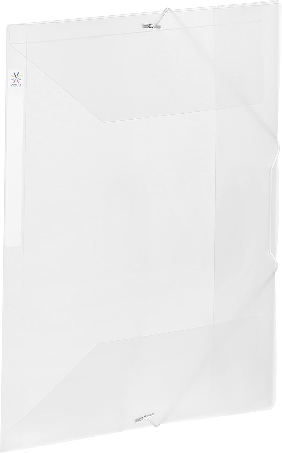 Viquel - Large Capacity Plastic 3 Flap Folder - A4 File Box with ID Label - Translucent Blue