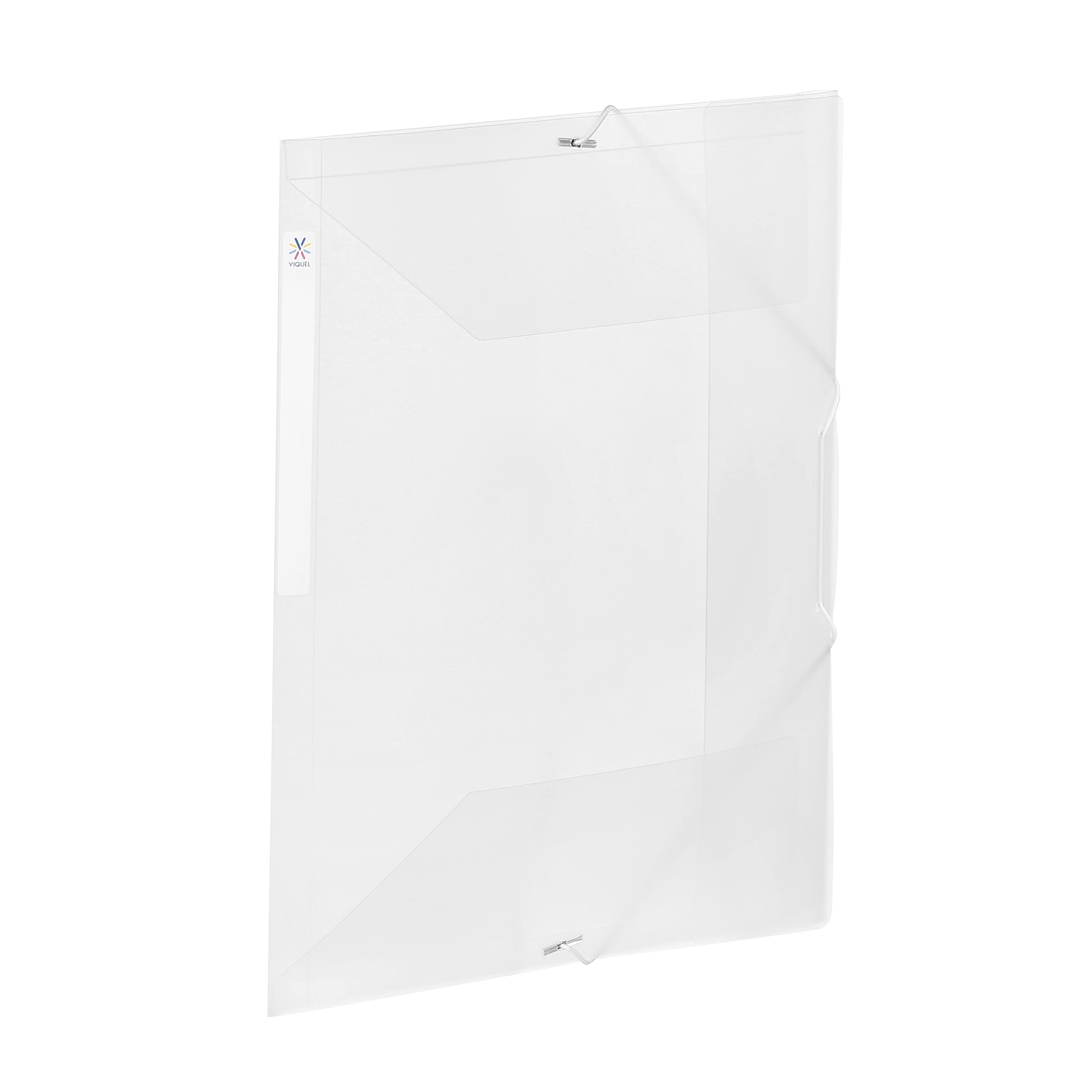 Viquel - Large Capacity Plastic 3 Flap Folder - A4 File Box with ID tag - Colourless