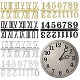 6 Sets Clock Numerals Kit, Arabic and Roman Numbers Clock Hands Accessories Wall Clock’s Face Making Parts for Design Repair Replacement DIY Digital Clock’s Numbers (Gold, Silver, Black)