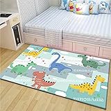 Alfombra de Juegos para bebés Dinosaurio de Dibujos Animados - | Antifrío y Antideslizante | Educativo Sensorial | Lavable y no tóxico con 60x120cm