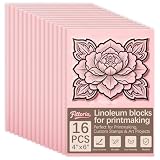 16Pcs 4x6 Inch Soft Linoleum Blocks, Premium Rubber Linocut Carving Blocks Ideal for Stamp Carving, Relief...