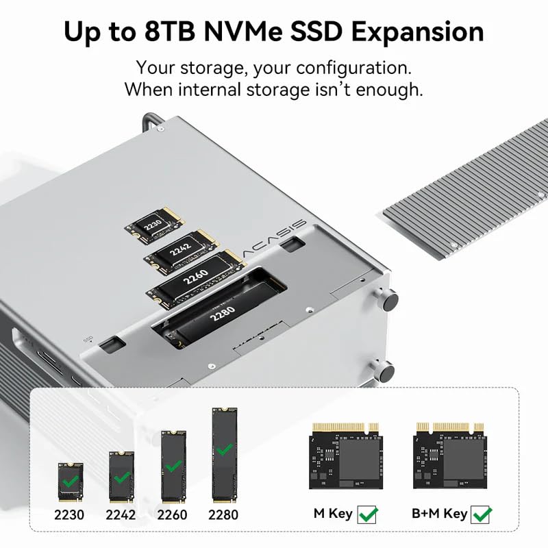 Image of ACASIS 40Gbps 8-in-1 Mac mini Workstation for Mac mini M1 /M2 | SSD Software RAID | Thunderbolt 5 /4 /3 USB 4.0 | Dual Display 4K@60Hz | Up to 8TB