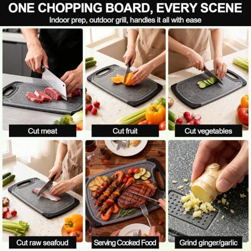 Viretang Plastic Cutting Boards Set of 3,BPA Free,Dishwasher Safe - Image 4