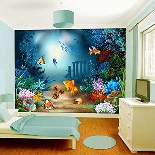 Fototapety Złota Ryba Pod Morzem Ściana 3D Tapety Włóknina Woven Wall Decor Wall Decor Nowoczesne Fototapety Zdjęcie 350 cm × 256 cm (szer. x wys.)