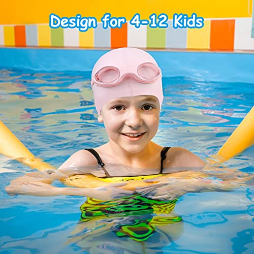 flintronic Gorro de Natación Silicona para Niños,Set de Gorro+Gafas de Natación Infantil con Protección Antivaho+UV,Gafas de Puente Nasal de Silicona Suave sin Fugas,Apto para Niñas/Niños 4-12 Años - imagen 7