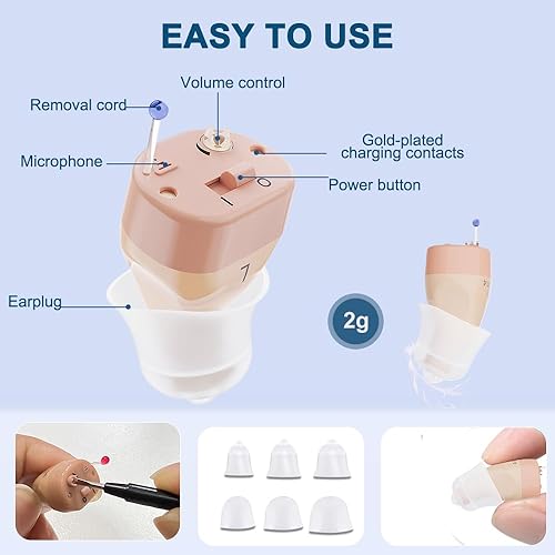 Miniatura 9 de IncenSonic Audífonos audífonos recargables para personas mayores y adultos con cancelación de ruido amplificador auditivo invisible dispositivos de