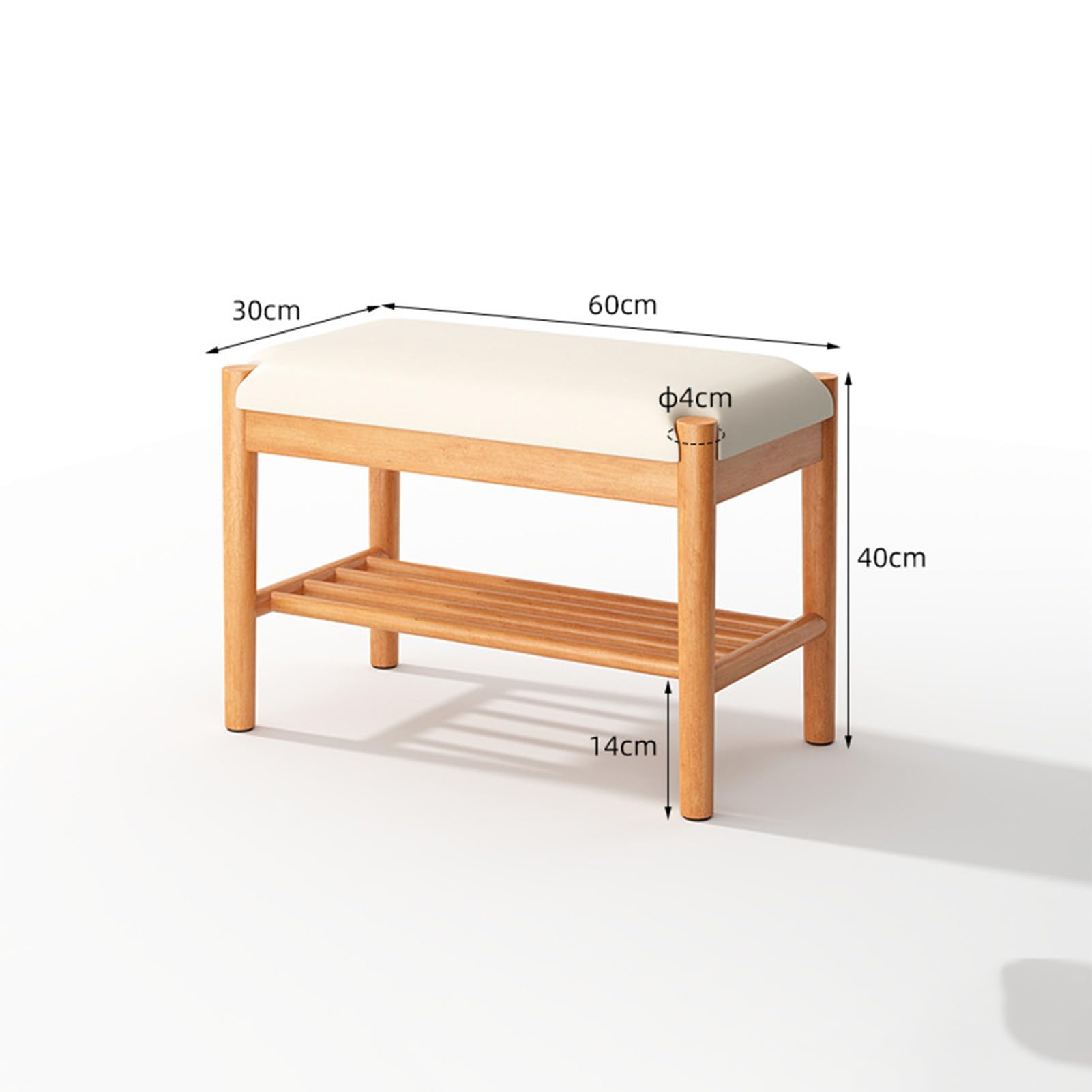 Impermeable Taburete De Zapatos 60×30×40cm, Zapatero con Asiento para Recibidor Pequeño, Banco Zapatero Almacenaje Ideal para Entrada, Baño, Sala De Estar, Pasillo