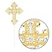 Ella Celebration Cross Cake Topper, Religious Wedding, Baptism, Christening, Dedication, First Communion, Christian Decoration (Gold)