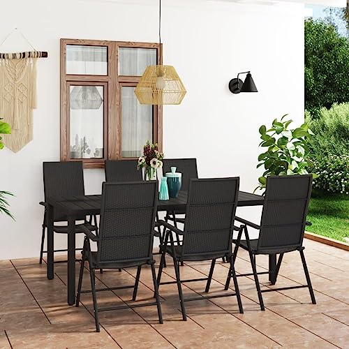 AMBERARD Dining Set Black PE Rattan Furniture Set