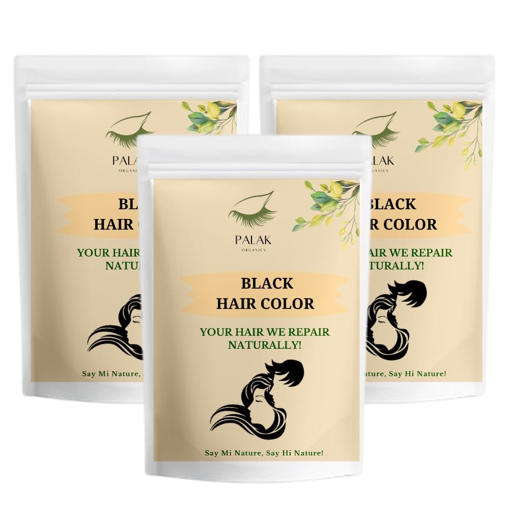 (Pack Of 3) Palak Organics Black Hair Colour Powder, Herbal, for Colouring & Conditioning, Suitable for Men & Women (Black, 20g)-picture-31