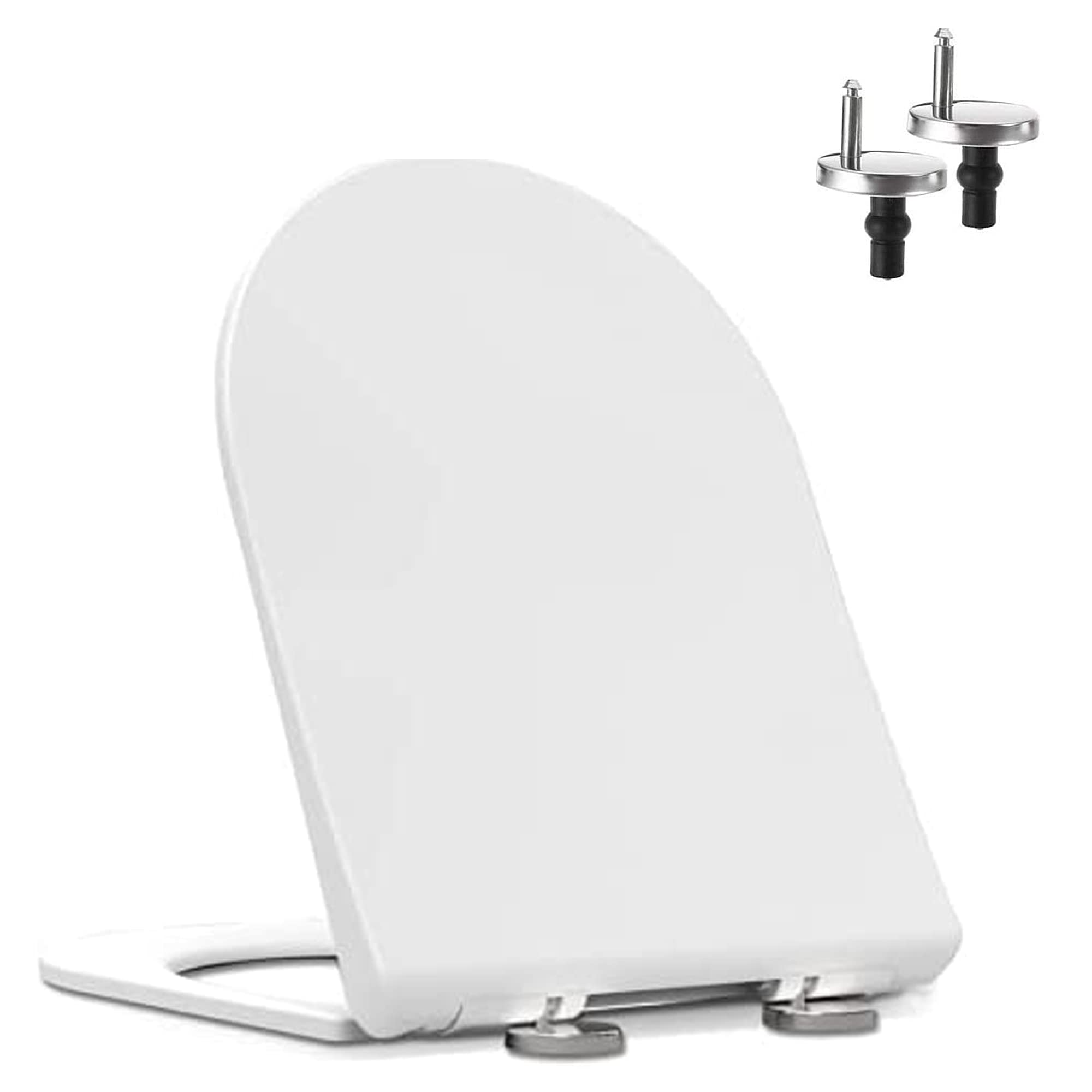 Tapa WC Universal Amortiguada, Materiale Urea Formaldehído, Cierre Suave, Liberación Rápida, Asiento de Inodoro en Forma de D, Fácil Limpieza, Antibacteriano, Blanco