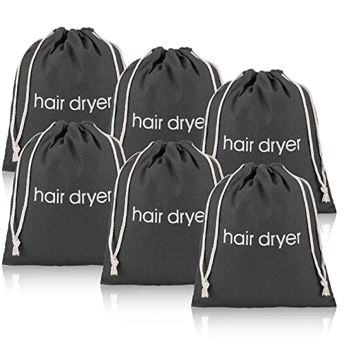 ERKXD Paquete de 6 bolsas para secador de pelo con cordón, bolsa para secador de pelo para baño de viaje (6 piezas) gris)