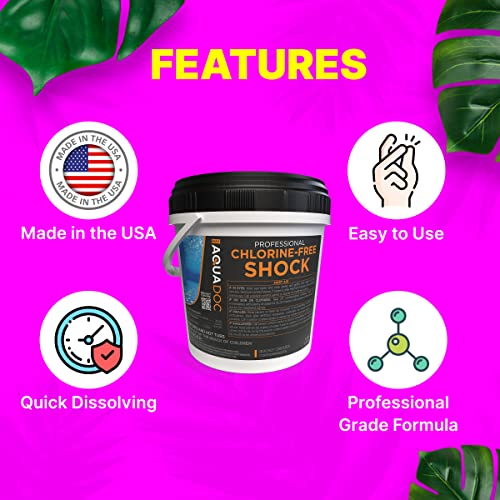 Non-Chlorine Spa Shock For Hot Tub - Chlorine Free Hot Tub Shock Treatment & Enhanced Shock To Assist Bromine & Chlorine Shock - Suitable Chlorine Free Shock Oxidizer - Aquadoc - 5Lbs #TOP4