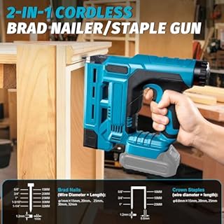 Cordless Brad Nailer Compatible with Makita 18V, 2 in 1 Electric Stapler Nailer with 1000 Nails and 1000 Staples, Nail Staple Gun for Carpentry Upholstery (Without Battery)