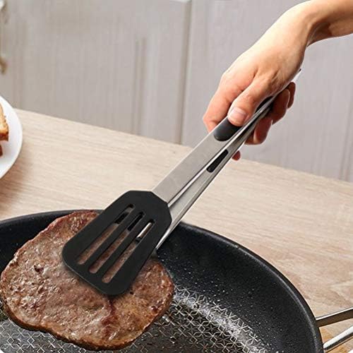 Cooking Tongs Set of 3 - Stainless Steel Kitchen Tongs with Silicone Tips Including 12" Spatula Tong for Easy-Turning and 2 Basic Food Tongs(9", 12") for BBQ, Salad, Grilling, Serving (Black)