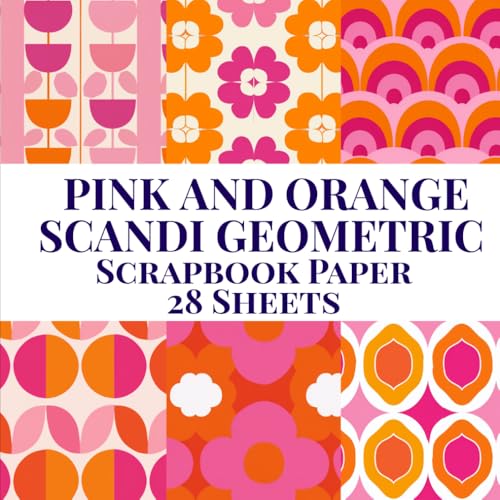 Pink and Orange Scandi Geometric Scrapbook Paper Pad: Double Sided Sheets for Cardmaking, Craft Projects Mixed Media Junk Journal, ATC, image 2