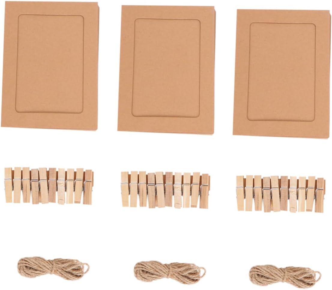 STAHAD Barbed Wire 3 Photograph Hanging Picture Frames Paper Picture Frame Paper Photo Fotos Photo Frame Diy Picture Frame Paper Party Photo Banner Frames Home Decor Clip Rope Bamboo