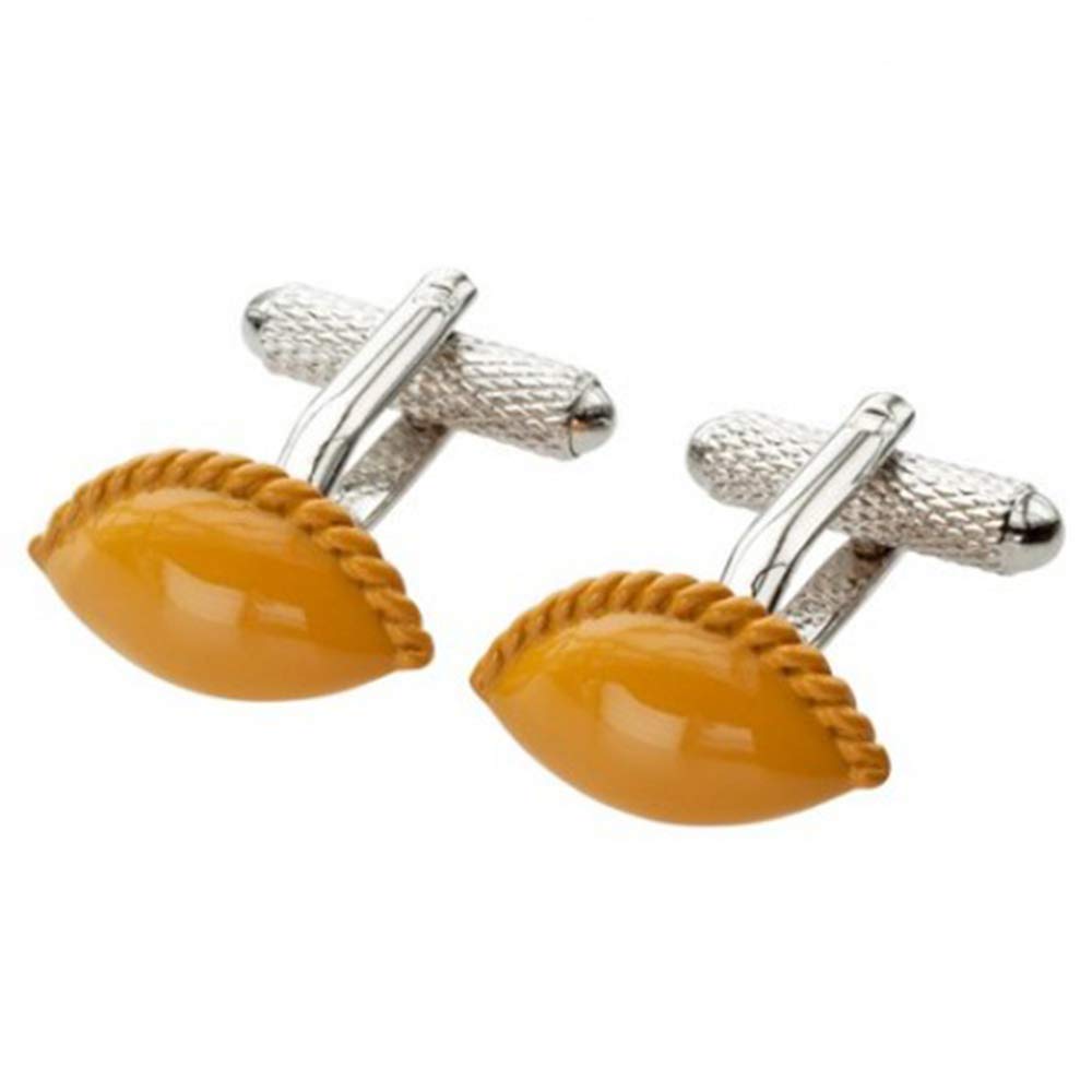 Premier Life Store Yellow Onyx Art Metallic Cornish Pasty Shaped Cufflink's In Gift Box - Ck522
