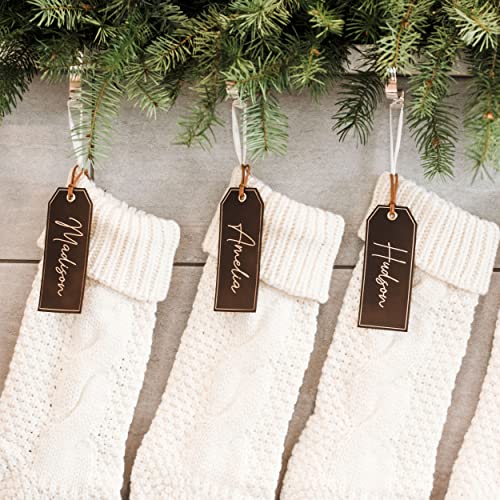 Personalized Christmas Stocking Tags - Leather Name Tag