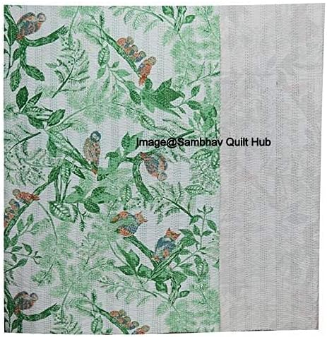 New Handblock Handmade owl Printed Kantha Quilt owl Blanket Throw purè Cotton King Size Kantha Quilt owl Printed Block Print Kantha Blanket (60X90 inch)