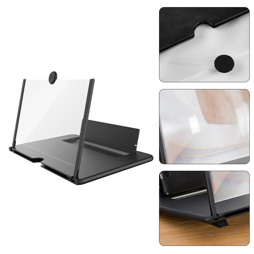 Téléphone Agrandisseur Ecran, Loupe Grossissante pour Téléphone, 3D Amplificateur D'écran, Loupe pour Écran de Téléphone, Compatible avec Tous Les Smartphones, 14 Pouces, Noir