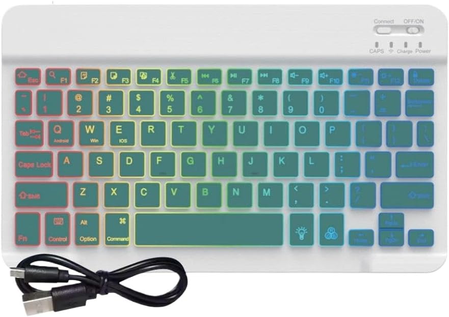 Backlit Multilingual Wireless Keyboard Mouse Compatible with Android Tablet Phone PC Keyboard(Pink-and Mouse)