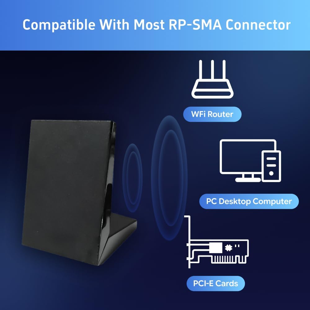 2T2R Antenna Dual Band Wi-Fi Moving Antenna with 2.62ft Extension Cable for PC Desktop Computer Motherboard WiFi Wireless Network Router