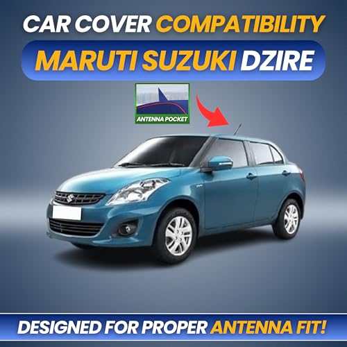 Image of Car Cover for Maruti Suzuki Dzire 2012-2016 | 100% Waterproof Heavy-Duty 3-Layer Car Body Cover | All-Weather Rain, UV, Heat & Dust Protection | Custom Fit | Mirror & Antenna Pockets |Navy Blue