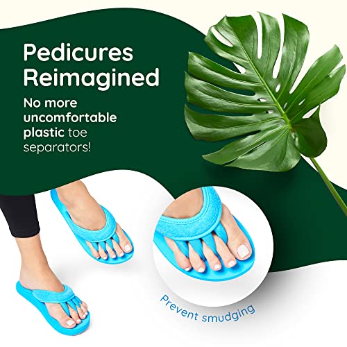 Pedicure Sandals with Built In Toe Separators for Women - Comfortable Spa Style Flip Flops for Home, Salon, Yoga & Gym Use - Ideal for Nail Drying & Foot Wellness (Turquoise-S)