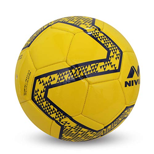Image of Nivia Rabona Pro Football, 32 Panel, Glossy TPU Stitched, Suitable for Soft & Dry Ground, Hard Ground with Grass & Artificial Turf, International Match Ball (Yellow /Black, Size - 4)