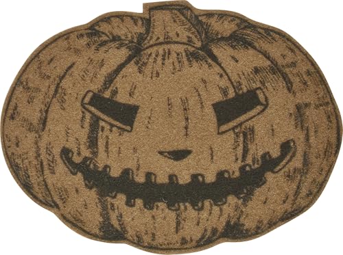 Primitives by Kathy Rug Jack OLantern displaying a Cutout Design of a Jack OLantern with Muted Halloween Colors