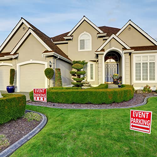Juexica 9 Pieces 16 x 12 Inches Outdoor Event Parking Signs with Arrow Corrugated Plastic Yard Double Sided Event Signs Outdoor Directional Guest Parking(Red)