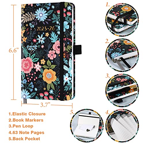 2023-2026 Pocket Planner/Calendar - Monthly Pocket Planner/Calendar With Pen Hold, Jul. 2023 - Jun. 2026, Inner Pocket And 63 Notes Pages, 6.6" X 3.7" #TOP5
