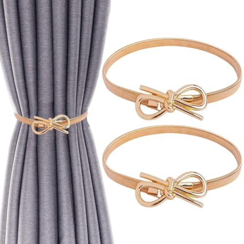 Xijobido Sujetador para Cortinas | Tirabuzón para Visillos con Resorte | 2 Piezas Accesorios Sin Taladro Cuerda Metálica Trenzada para Bodas Estrenos Navidad Dormitorio Baño Habitación Infantil