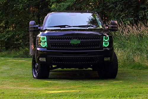 Ijdmtoy 7-Color Rgb Led Headlight Halo Ring Lighting Kit Compatible With 2007-2014 Gmc Sierra Chevrolet Silverado Truck W/Remote #TOP4