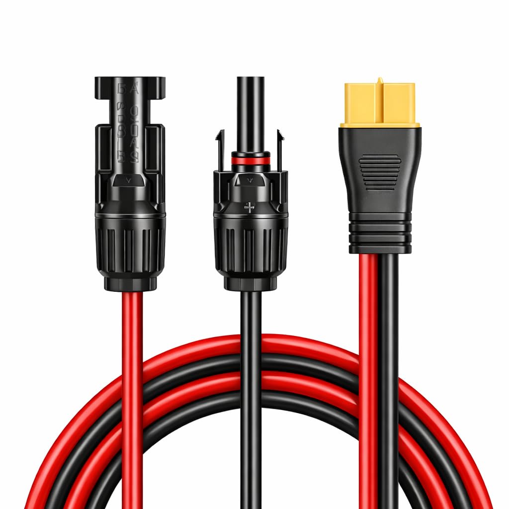 PaYuanRaoTi Solar Panel Connector to XT60 Adapter Cable 1 Meter 12AWG,MC4 to XT60 Extension Cable for Solar Panel Power, Waterproof Cable, Compatible with Portable Generators and Charging Stations