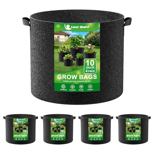 Land Guard 4-Pack Fabric Grow Bags 10 Gallon, Thickened Nonw