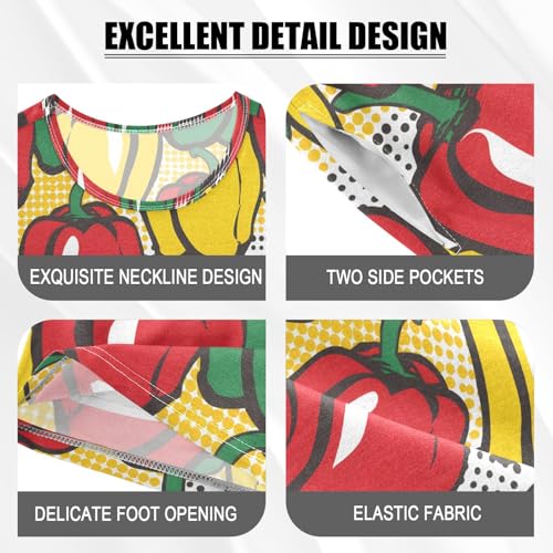 ALAZA Pepper Chili Red Yellow Green Pajamas Short Sleeve 2 Piece Sleepwear Top and Bottom Pajama Set Unisex4