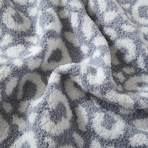 Image of Elegant Comfort Leopard Throw Blanket, Gray Super Soft Cozy Fluffy Warm Throw Blankets for Couch, Sofa, Chair, Bed, Camping, Picnic, Travel Lightweight Bed Blanket (50 inch x 70 inch)