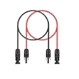 Daohaodeli 1M 10AWG Solar Extension Cable with Female and Male Connector， with Extra Pair of Connectors Solar Panel Adaptor Kit Tool Red+Black 1 Pairs (Solar Wire 1M)
