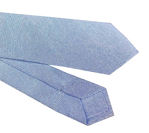 Image of Elfeves Men's Skinny Solid Color Tie Causal Cotton Linen Narrow Slim cut Necktie